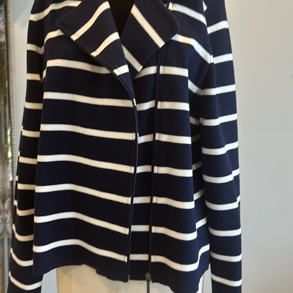 Chaps - Navy Blue/White Striped full zip knit jacket - Picture 6 of 6